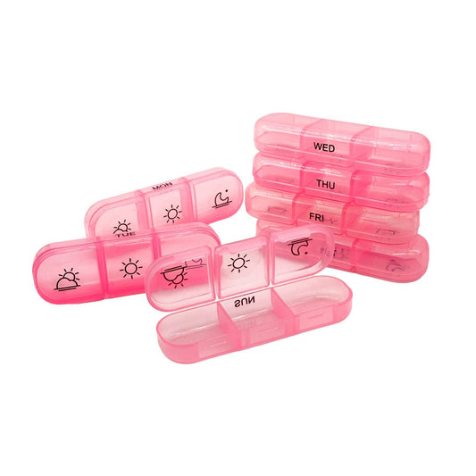 Pastillero con estuche rosado: Organizador semanal 3 tomas - Juby Care